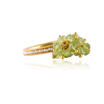 Buy Handcrafted Silver Gold Plated Pearl/peridot Ring