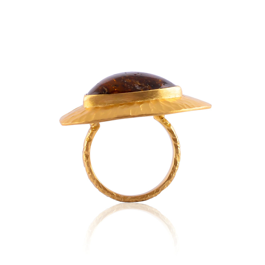 Buy Indian Handcrafted Silver Gold Plated Amber Ring