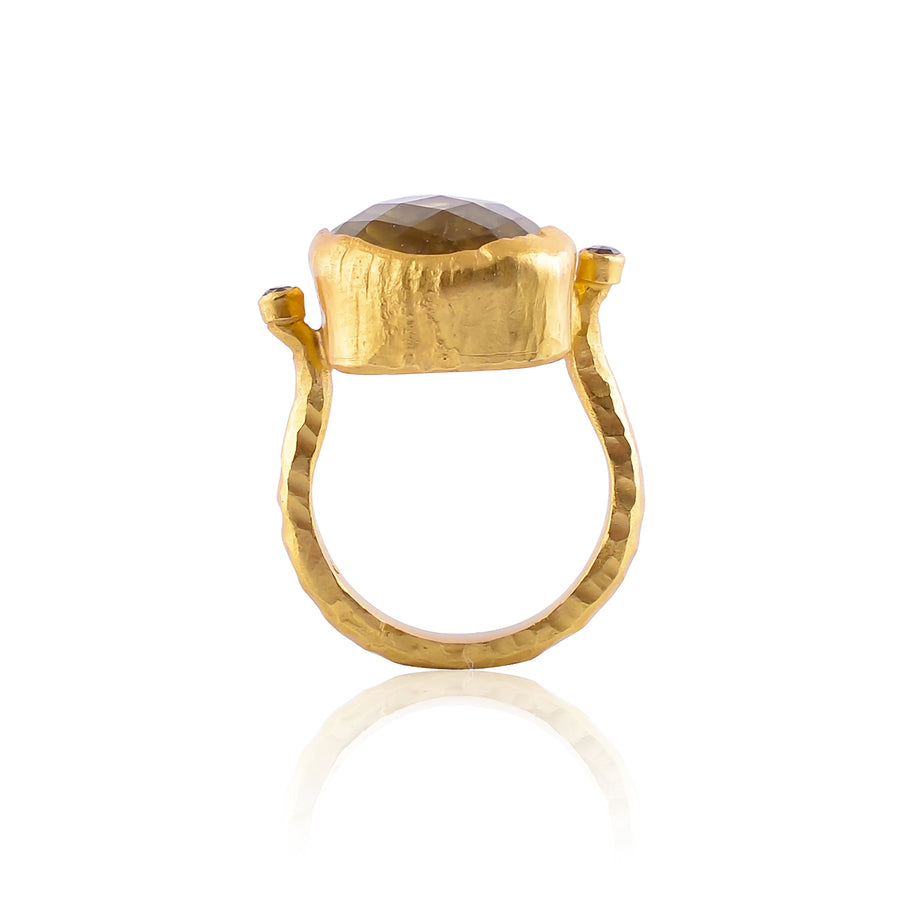 Buy Handcrafted Silver Gold Plated Beer Quartz / Diamond Ring