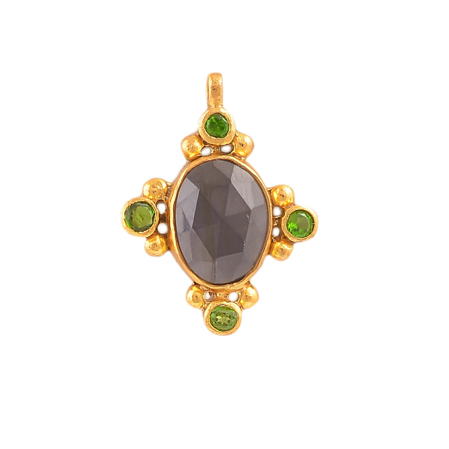 Buy Indian Handcrafted Silver Gold Plated Iolite/green Tourmaline Pendant
