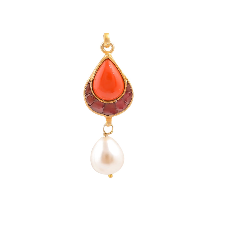 Buy Handcrafted Silver Gold Plated Coral/ Garnet/pearl Pendant