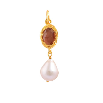 Buy Handcrafted Silver Gold Plated Garnet/ Pearl Pendant