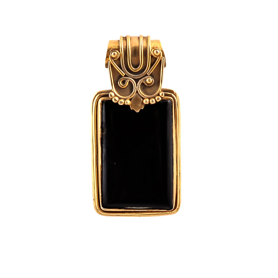 Buy Indian Handmade Silver Gold Plated Black Onyx Pendant