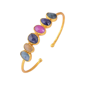 Buy Indian Handcrafted Silver Gold Plated Multi Sapphire Cuff