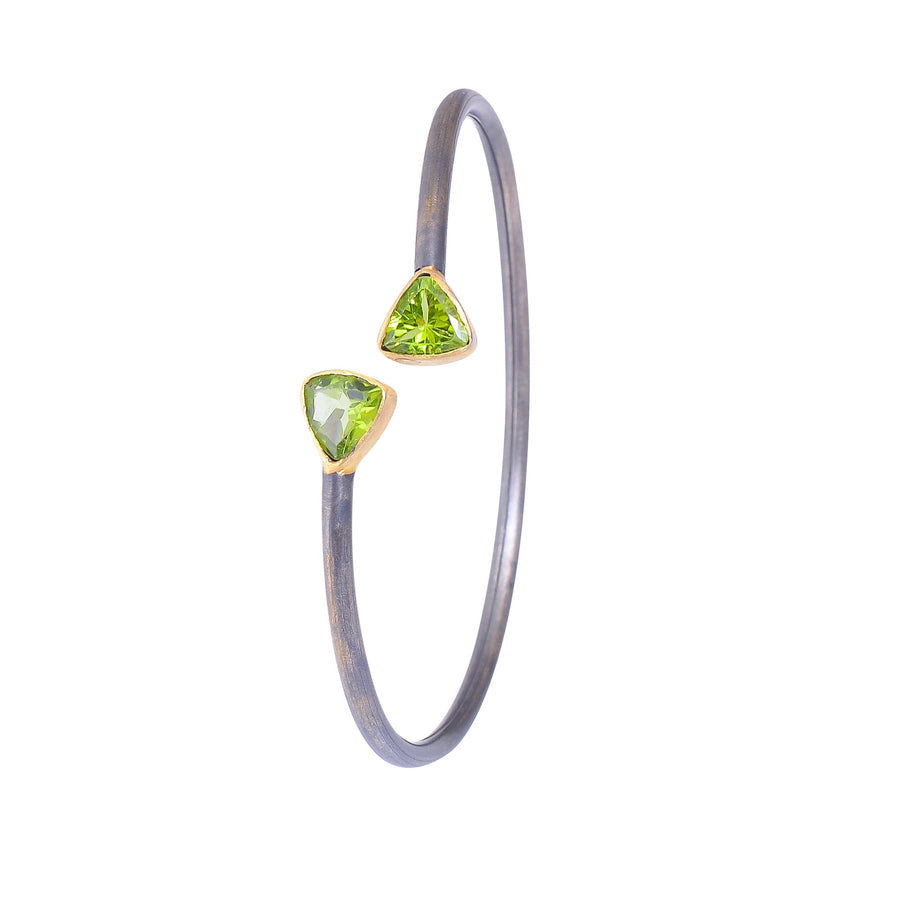 Buy Indian Handmade Silver Gold Black Plated Peridot Twisted Cuff