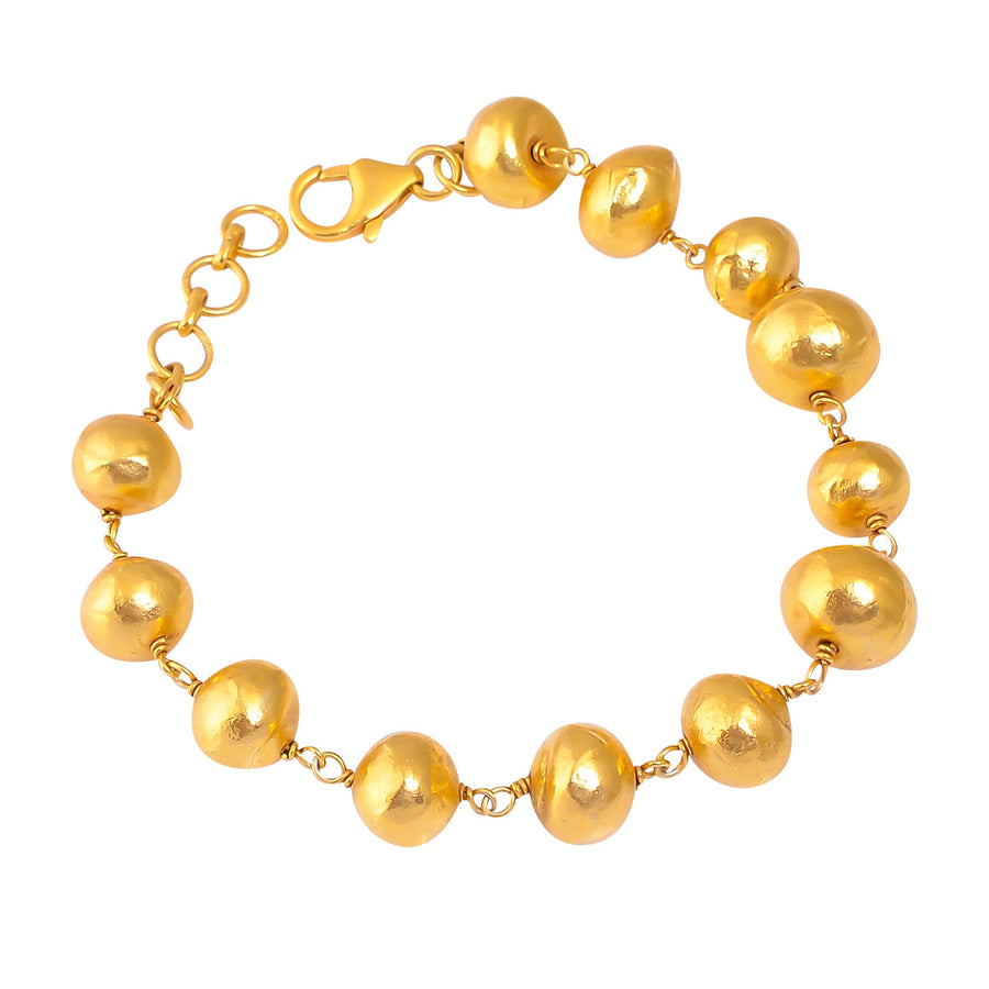 Buy Handmade Silver Gold Plated Hammered Beads Bracelet