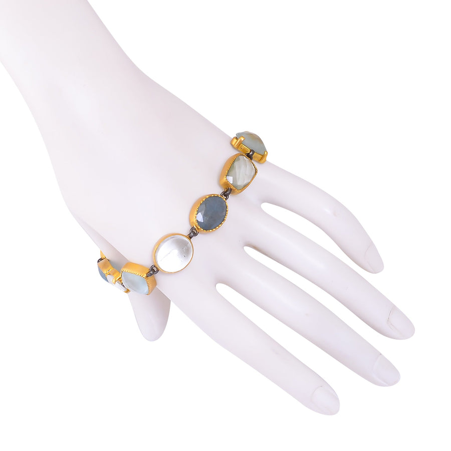 Buy Handmade Silver Gold Black Plated Aquamarine Bracelet