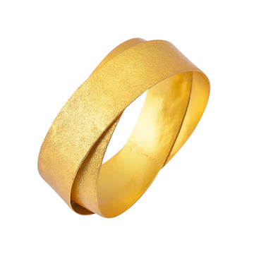 Buy Handcrafted Silver Gold Plated Double Wrap Texture Bangle