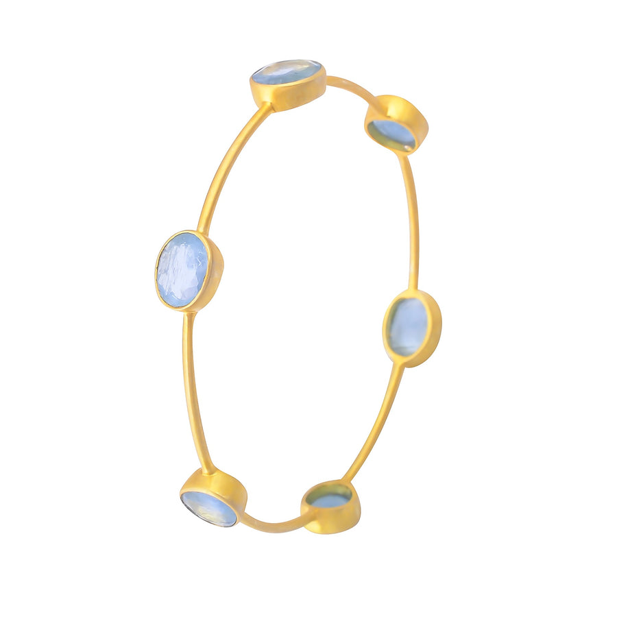 Buy Handcrafted Silver Gold Plated Aquamarine Bangle