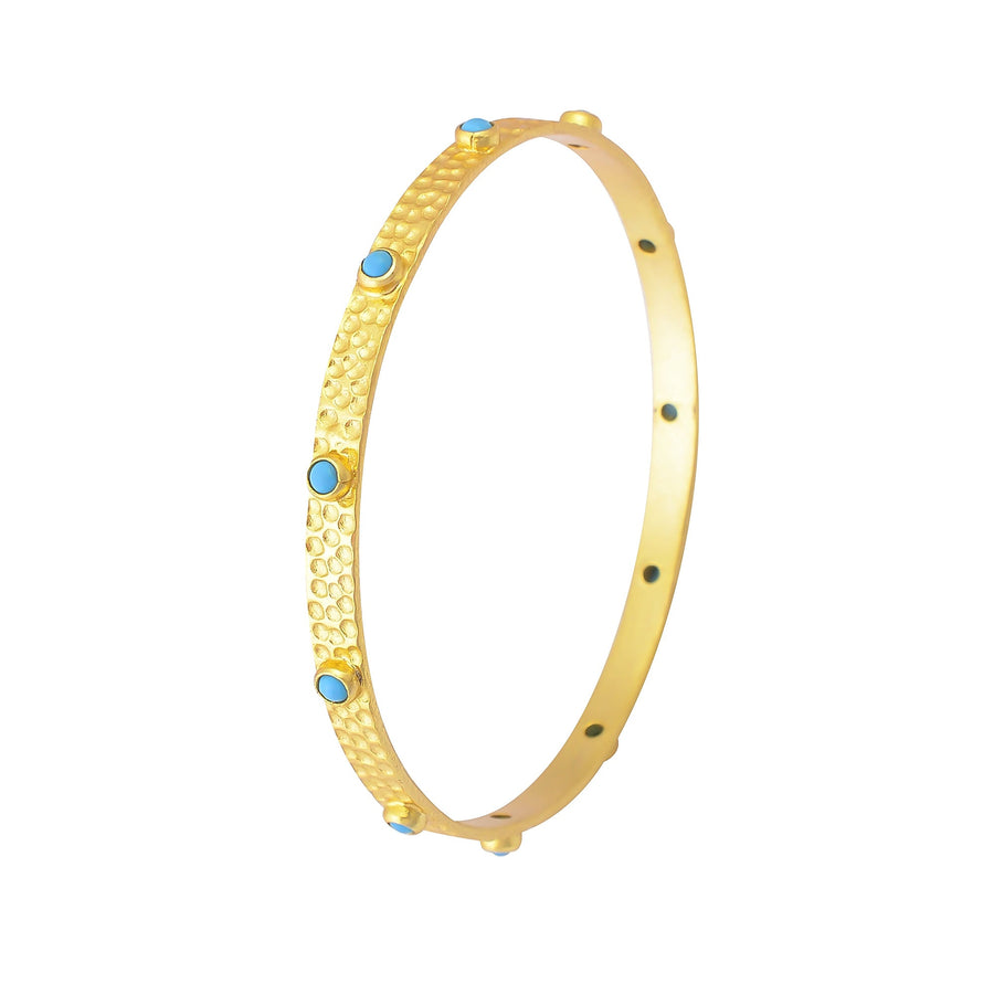 Buy Handcrafted Silver Gold Plated Turquoise Beaten Bangle