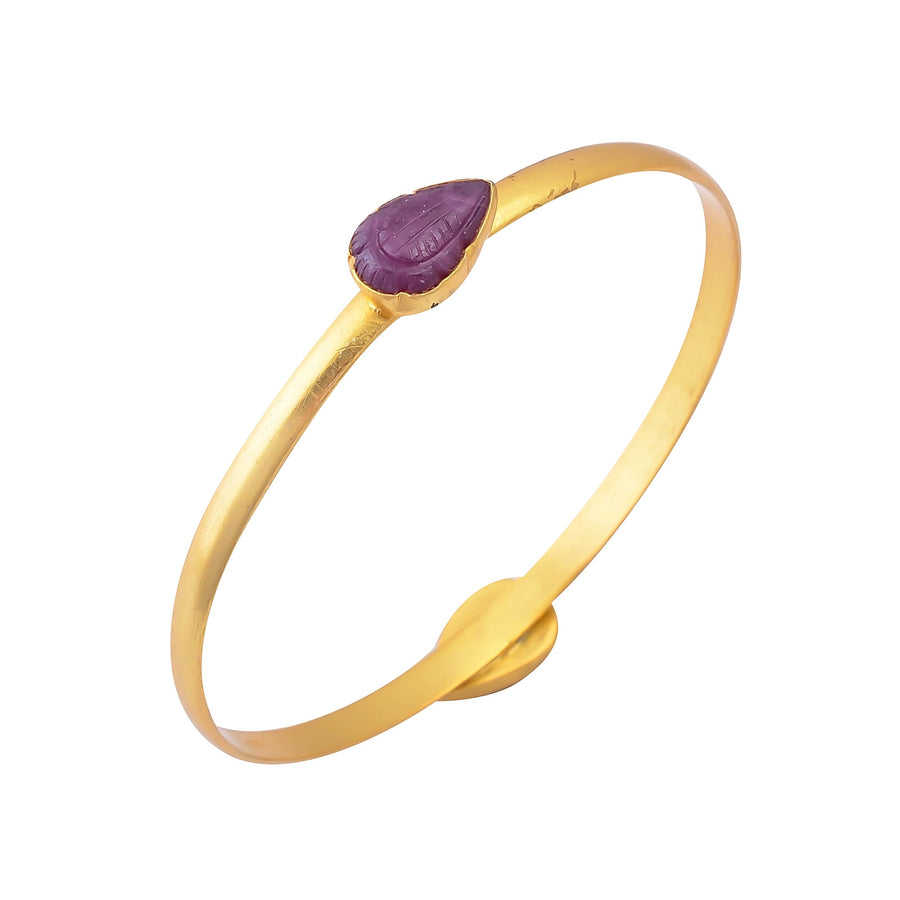 Buy Handcrafted Silver Gold Plated Ruby Leaf Bangle
