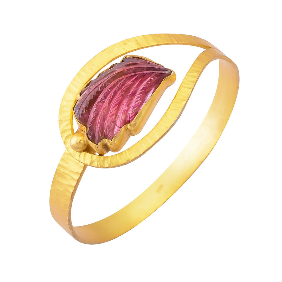 Buy Handcrafted Silver Gold Plated Tourmaline Carving Bangle
