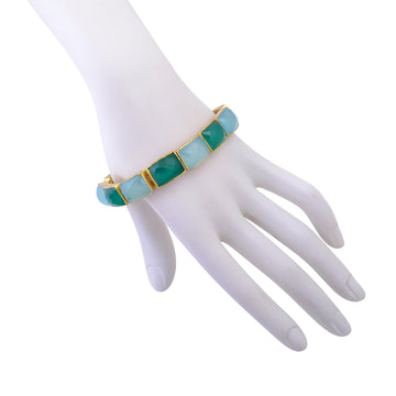 Buy Handcrafted Silver Gold Plated Onyx/chalcedony Bracelet