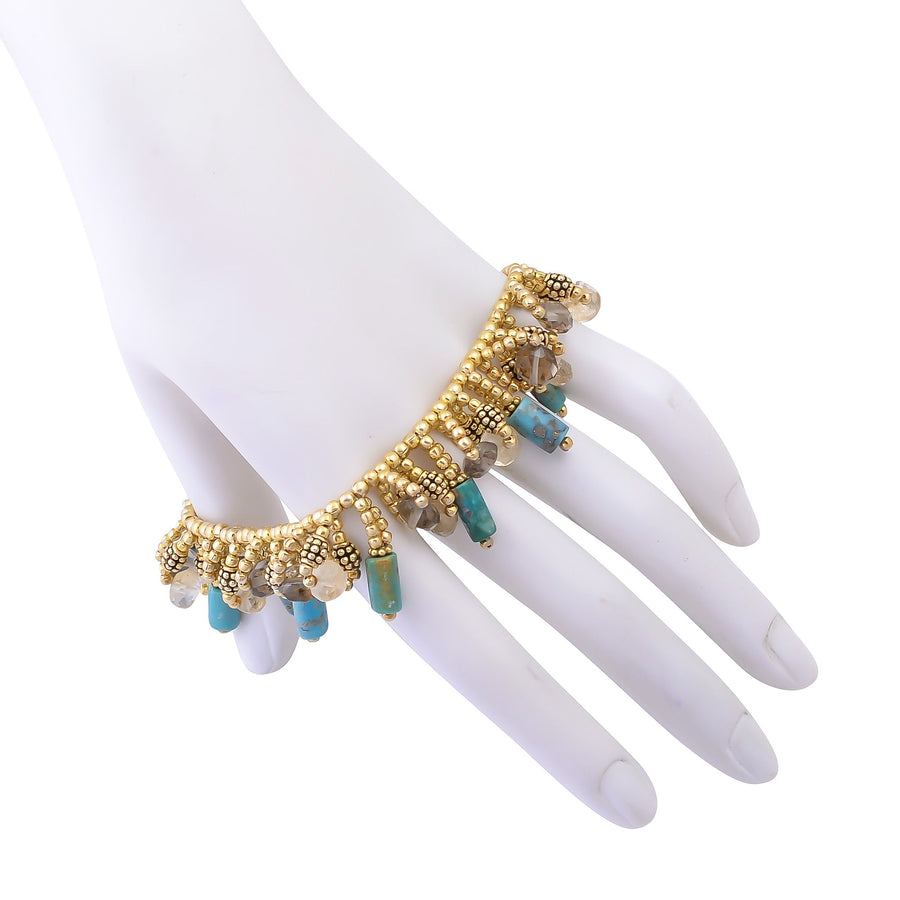 Buy Indian Handcrafted Silver Gold Plated Multi Stone Cluster Bracelet