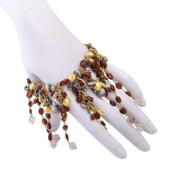 Buy Handmade Silver Gold Black Plated Beads Charm/garnet Bracelet